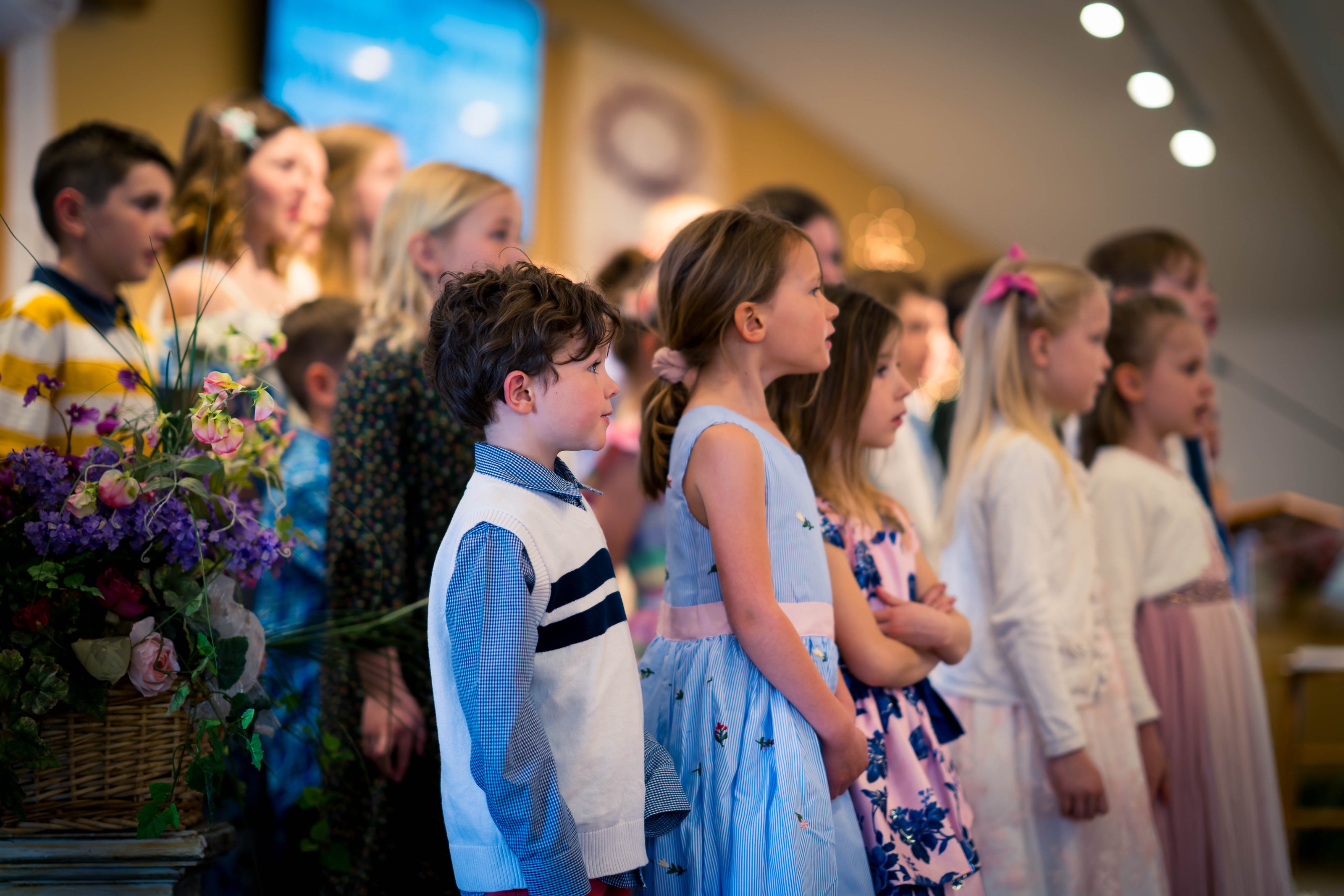 children's choir singing at easter service